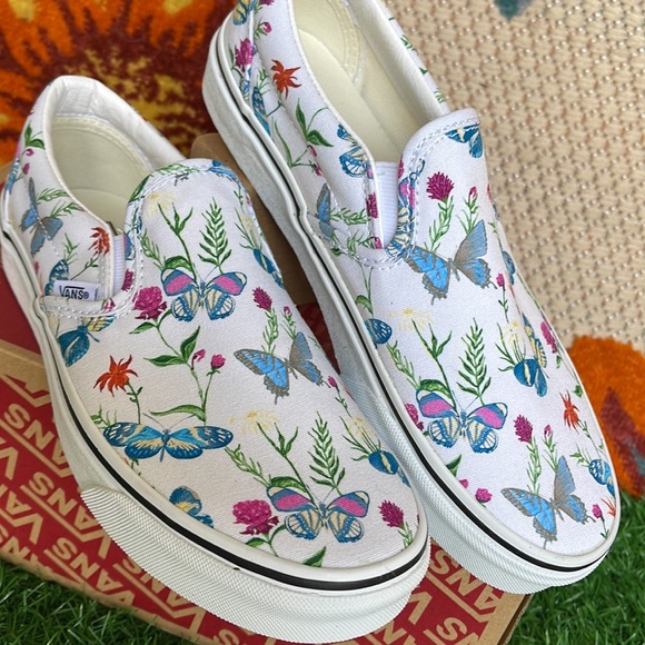 Vans Classic Slip On Butterfly Floral Marshmallow/True White Men’s sneake… - Picture 8 of 16